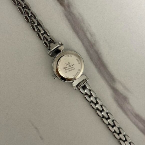 Sku:0215 Vintage vibe‎ silver baby blue watch + in a gift bag Stainless steel main image 4